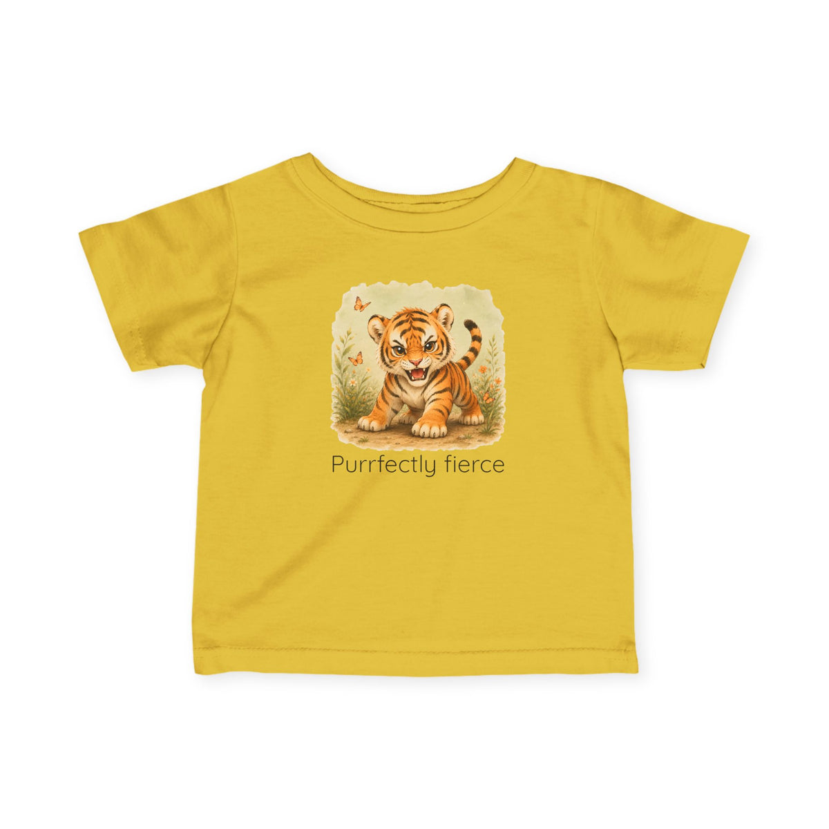 Tiger print infant t-shirt in Light Blue, gender-neutral kids clothing
