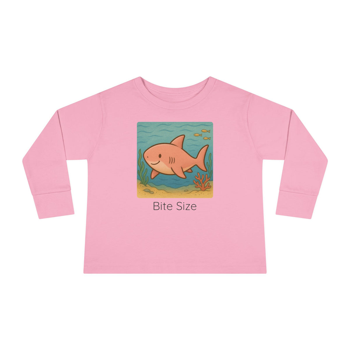 Shark print toddler long sleeve shirt in White, gender-neutral kids clothing