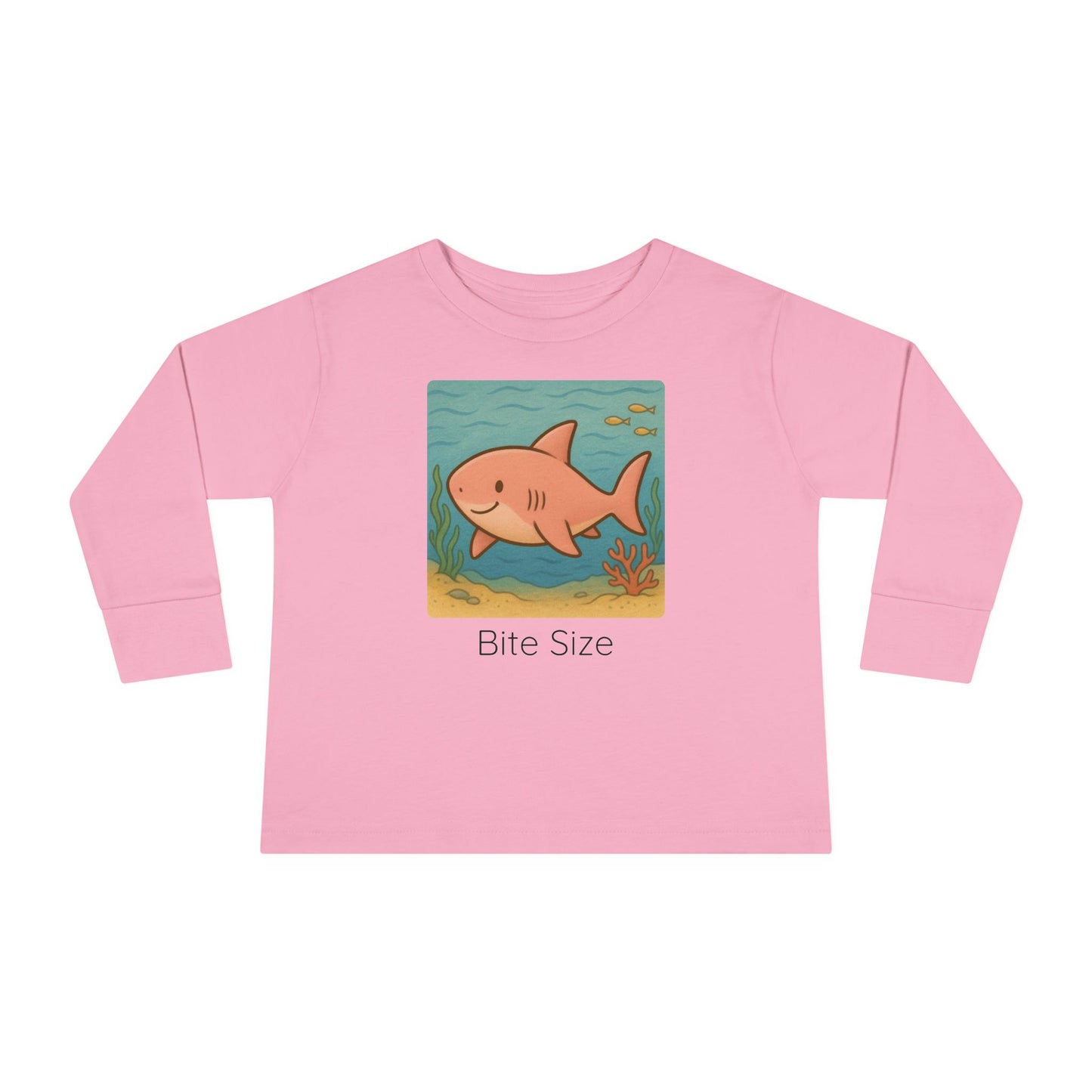 Shark print toddler long sleeve shirt in White, gender-neutral kids clothing