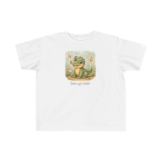 Alligator print toddler t-shirt in White, gender-neutral kids clothing