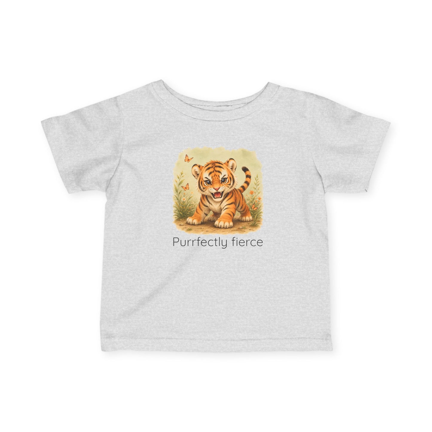 Tiger print infant t-shirt in Lavender, gender-neutral kids clothing