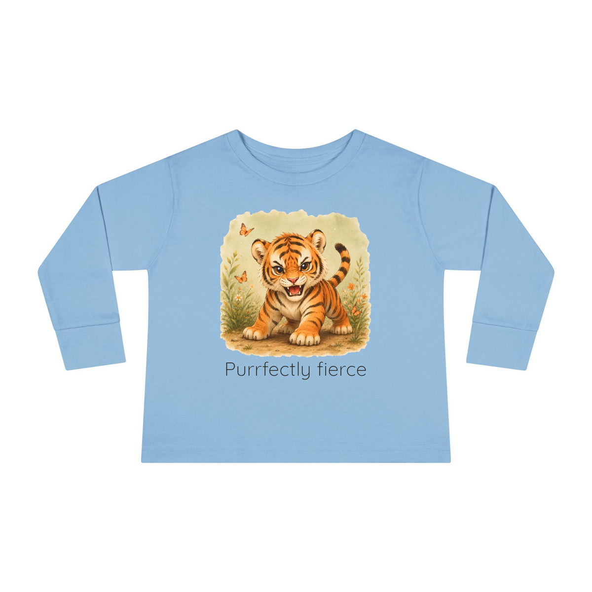 Tiger print toddler long sleeve shirt in Pink, gender-neutral kids clothing