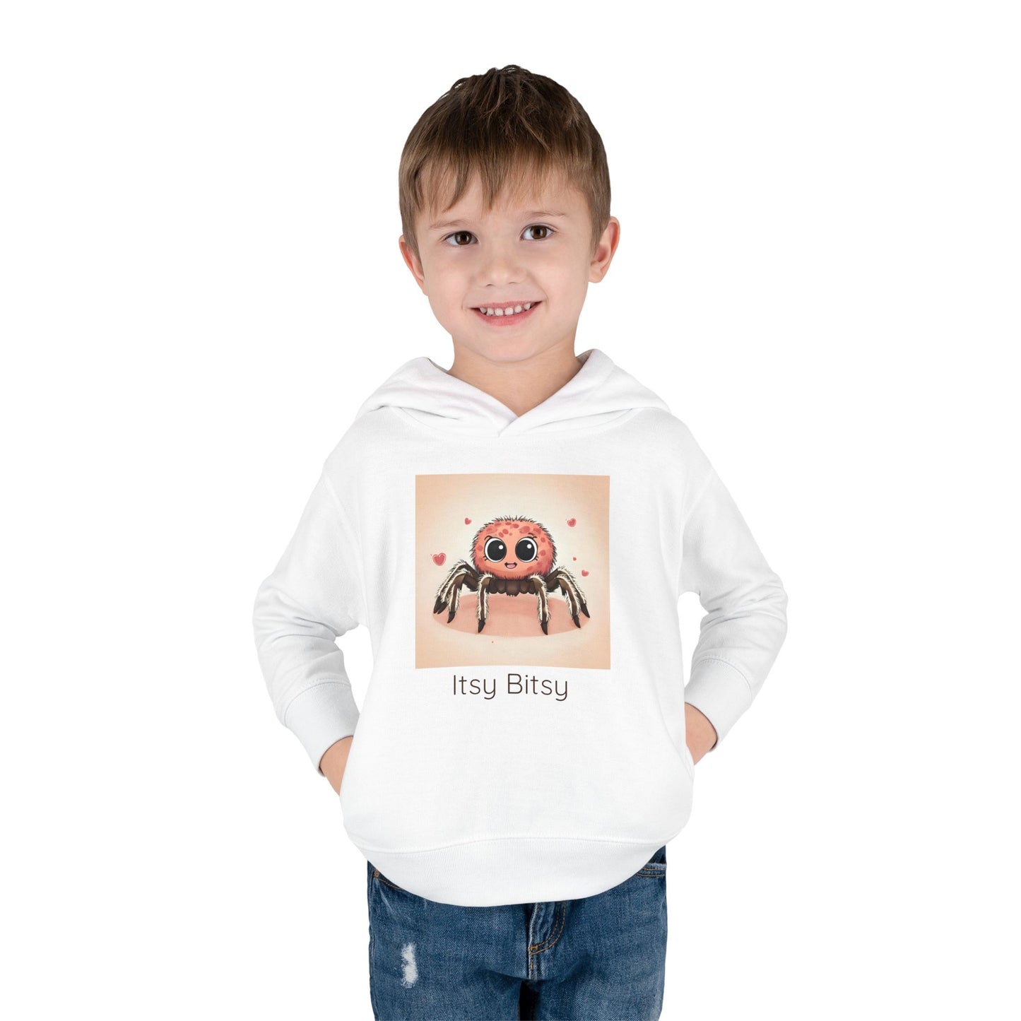 Spider print toddler hoodie sweatshirt in Pink, gender-neutral kids clothing