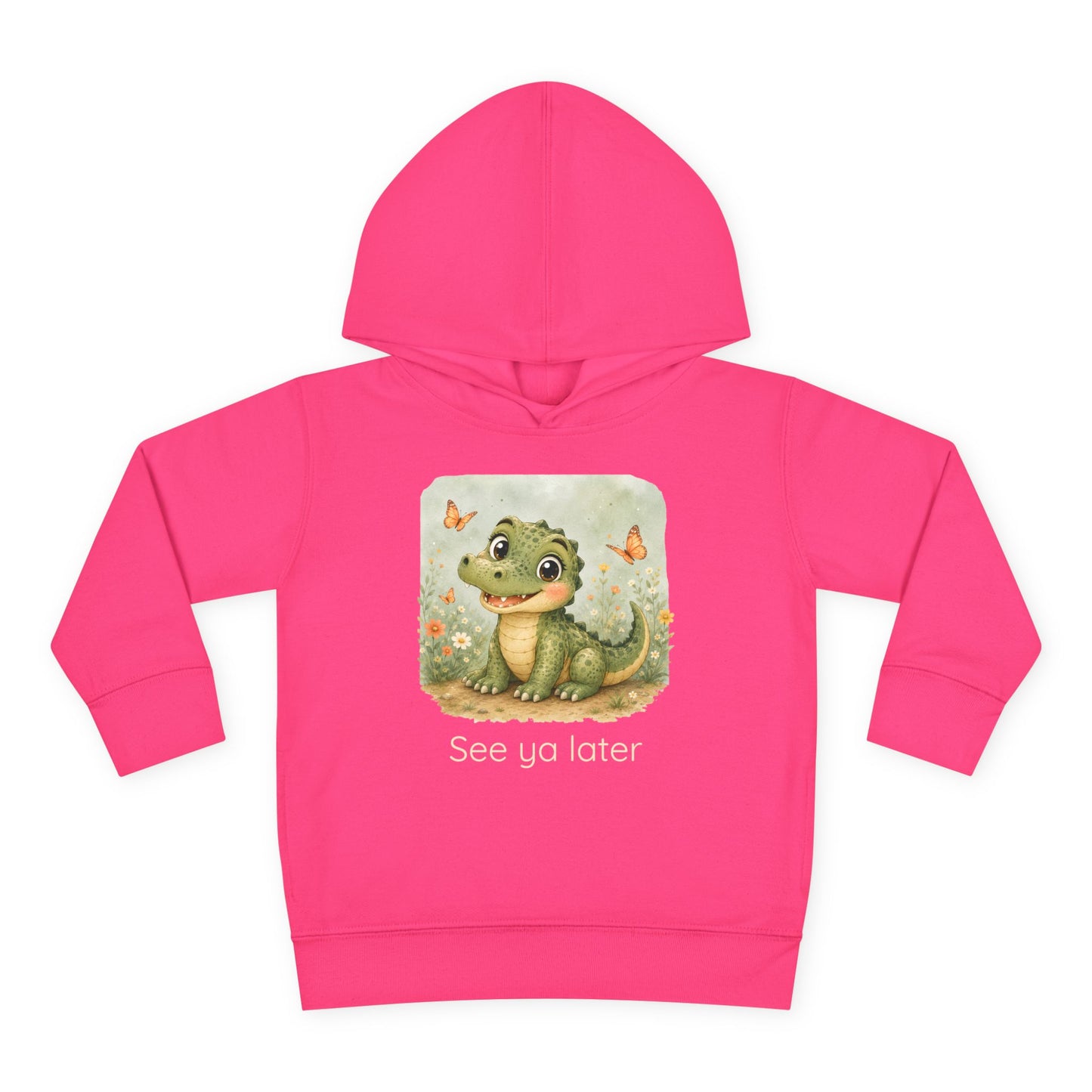 Alligator print toddler hoodie sweatshirt in Pink, gender-neutral kids clothing
