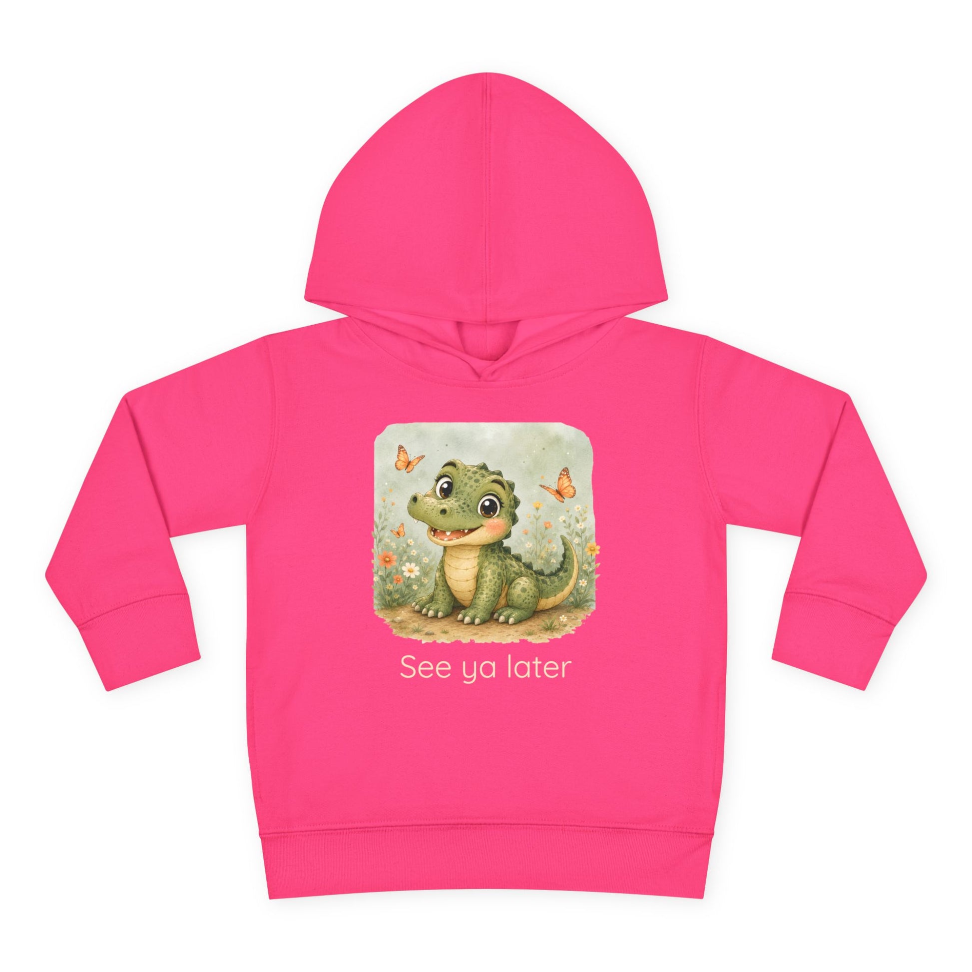 Alligator print toddler hoodie sweatshirt in Pink, gender-neutral kids clothing