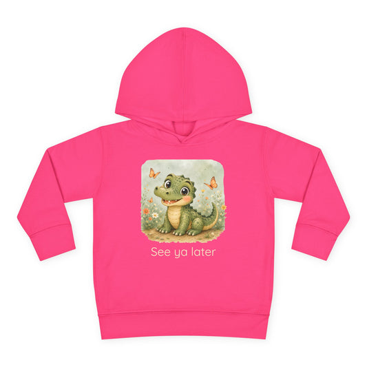 Alligator print toddler hoodie sweatshirt in Pink, gender-neutral kids clothing