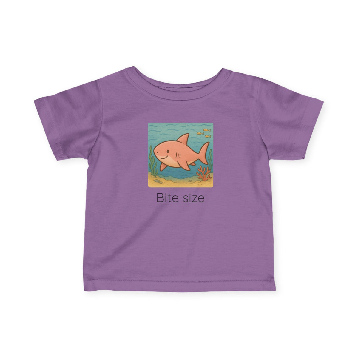 Shark print infant t-shirt in Butter, gender-neutral kids clothing