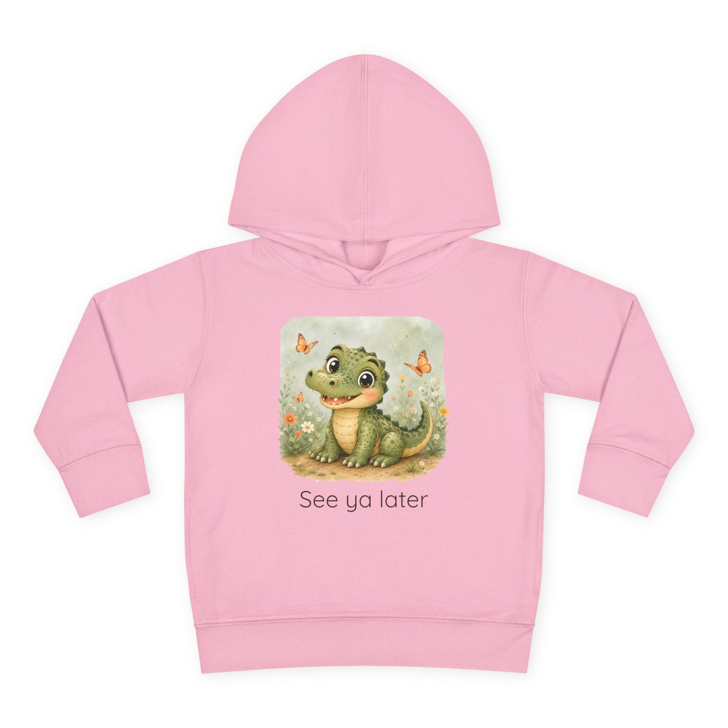 Alligator print toddler hoodie sweatshirt in White, gender-neutral kids clothing