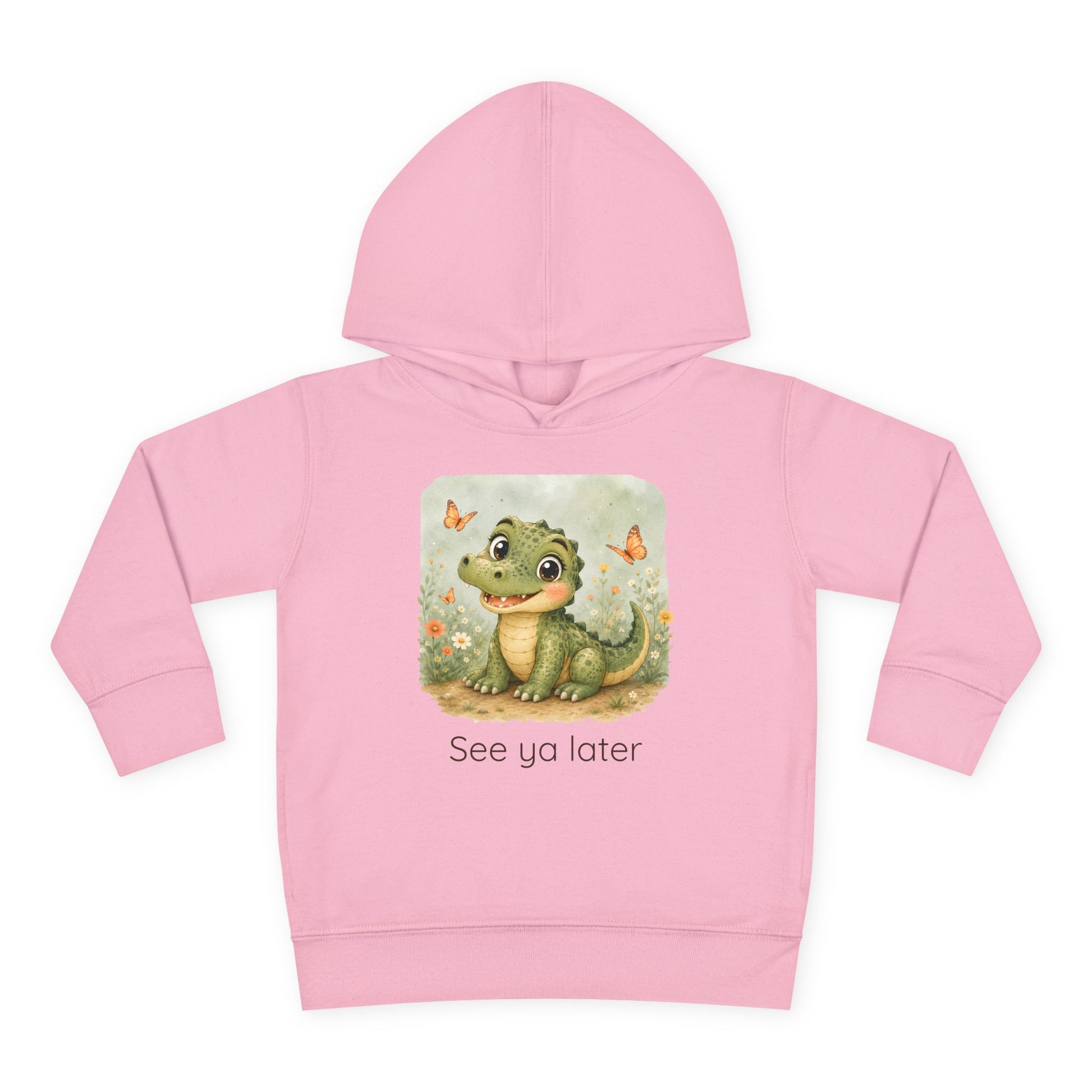 Alligator print toddler hoodie sweatshirt in White, gender-neutral kids clothing