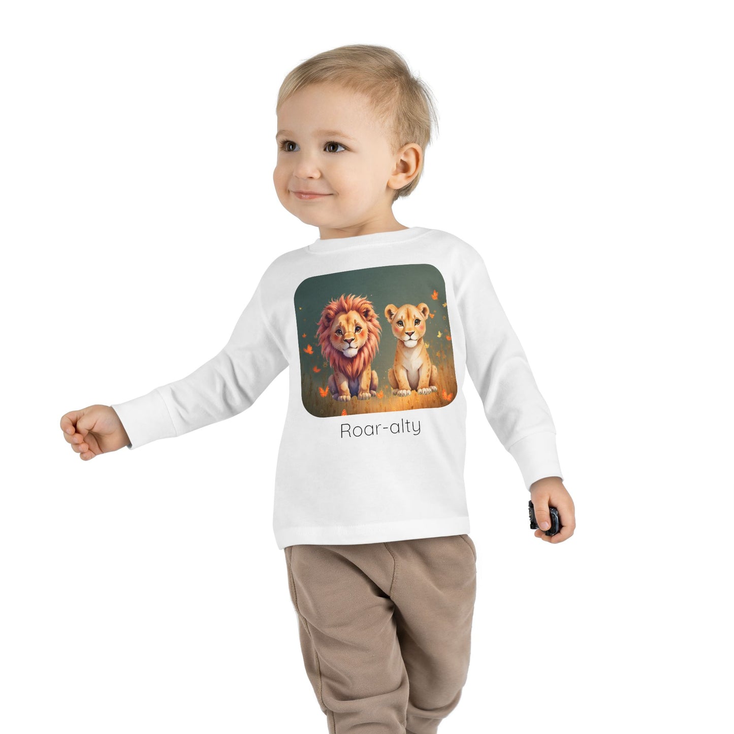 Lion print toddler long sleeve shirt in Light Blue, gender-neutral kids clothing