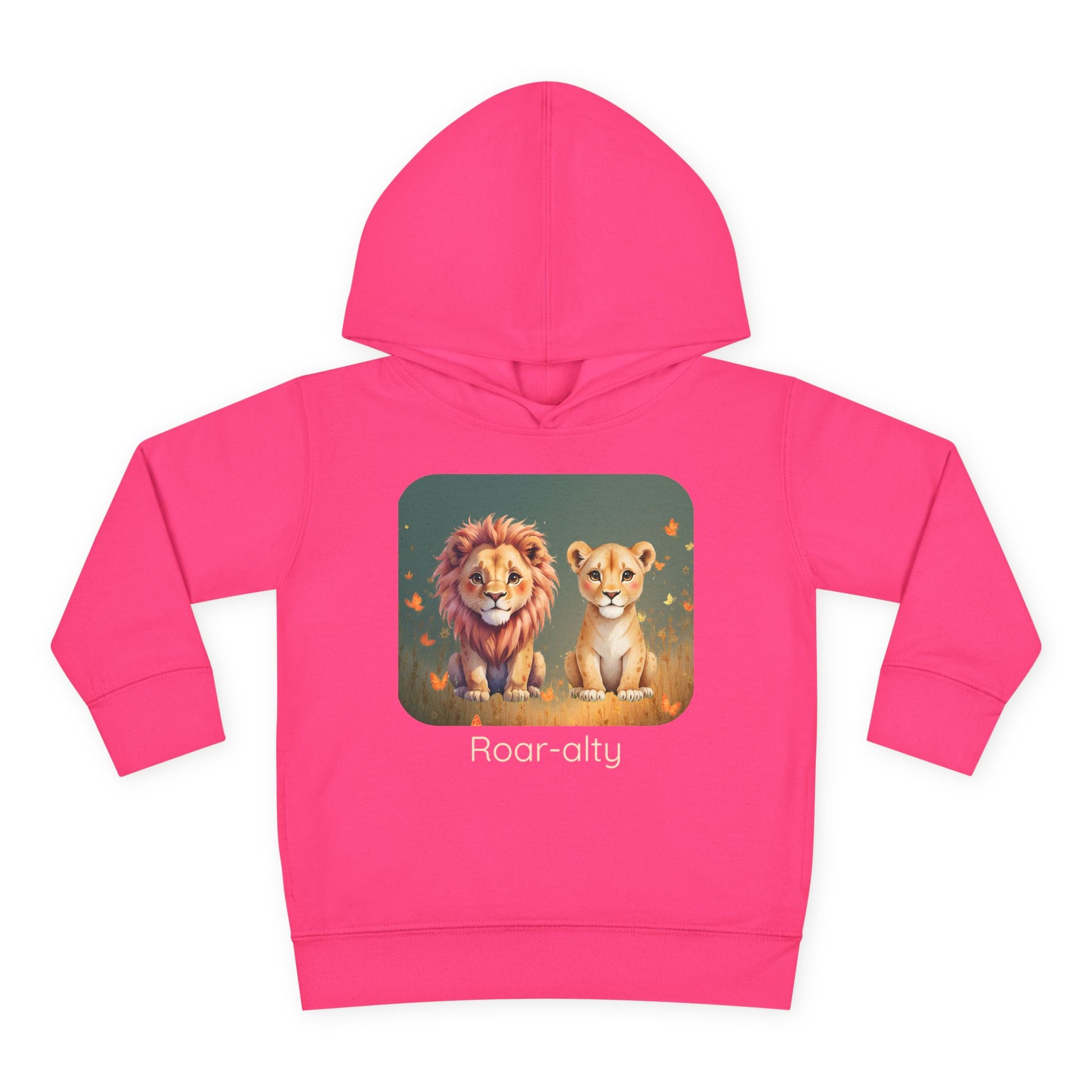 Lion print toddler hoodie sweatshirt in White, gender-neutral kids clothing