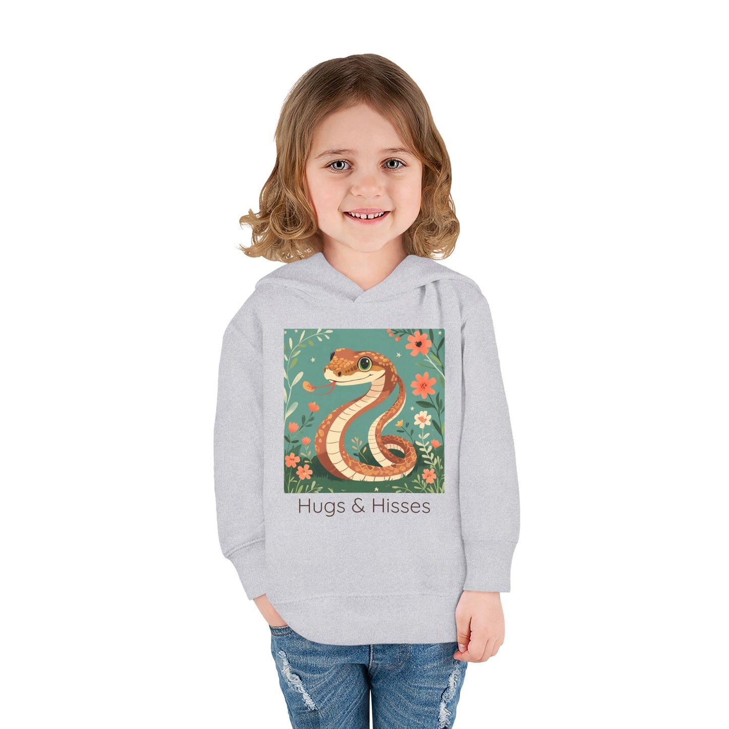 Snake print with floral accents toddler hoodie sweatshirt in Vintage Smoke, gender-neutral kids clothing
