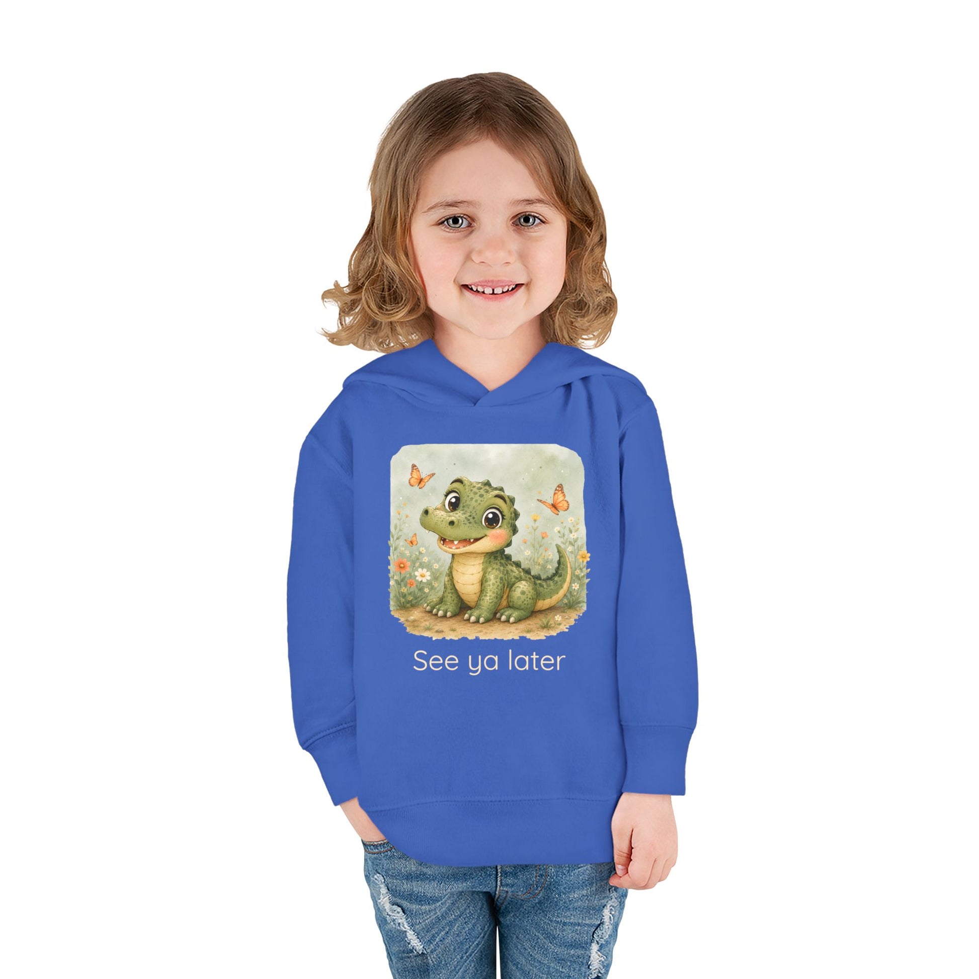 Alligator print toddler hoodie sweatshirt in Pink, gender-neutral kids clothing