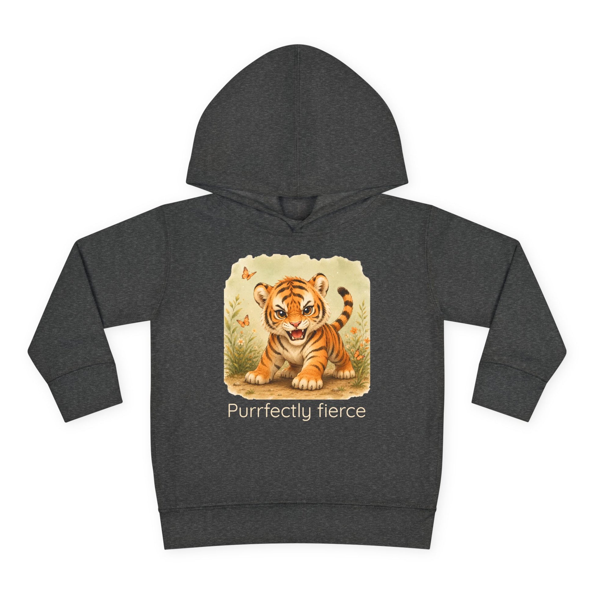 Tiger print toddler hoodie sweatshirt in Vintage Royal, gender-neutral kids clothing