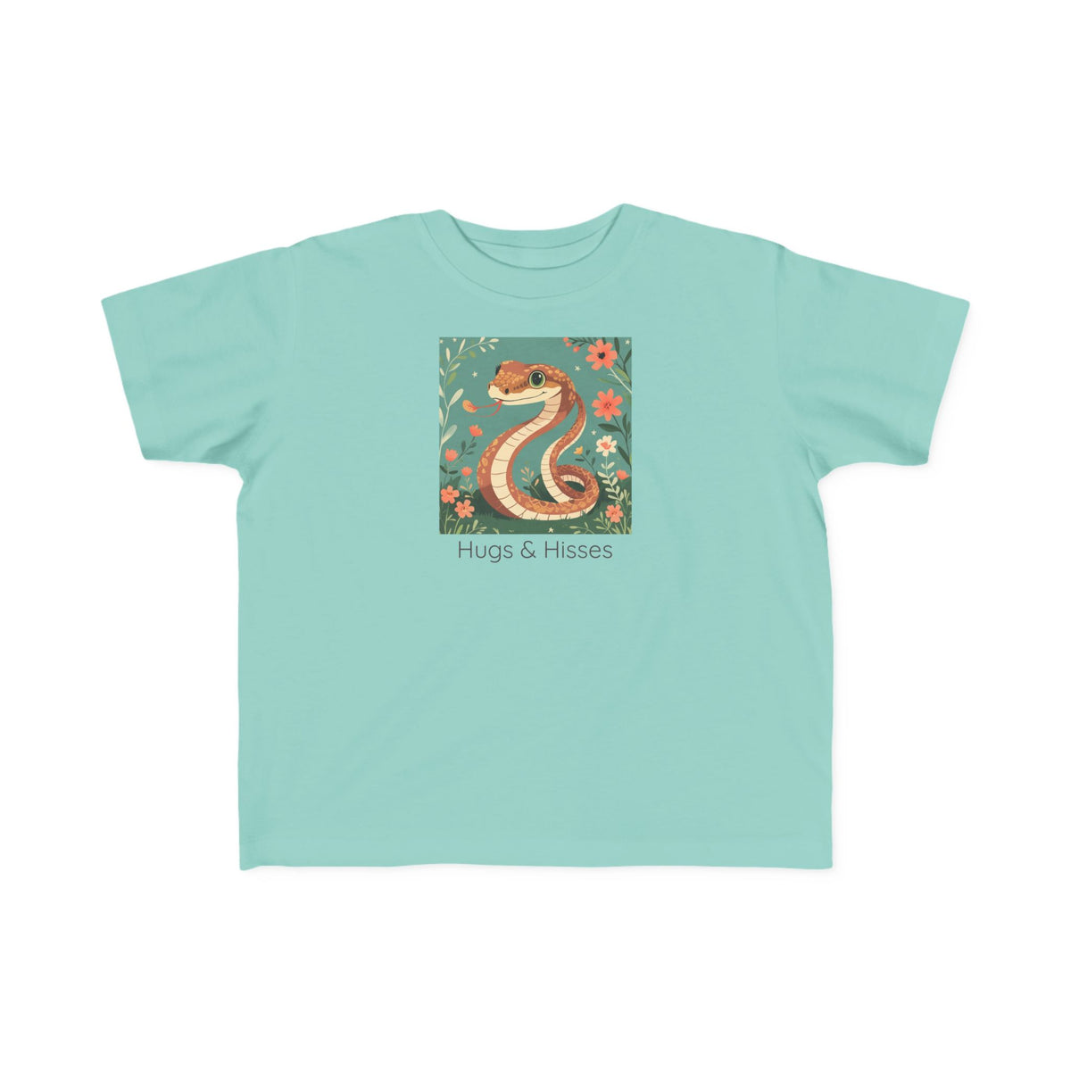 Snake print with floral accents toddler t-shirt in Mauvelous, gender-neutral kids clothing