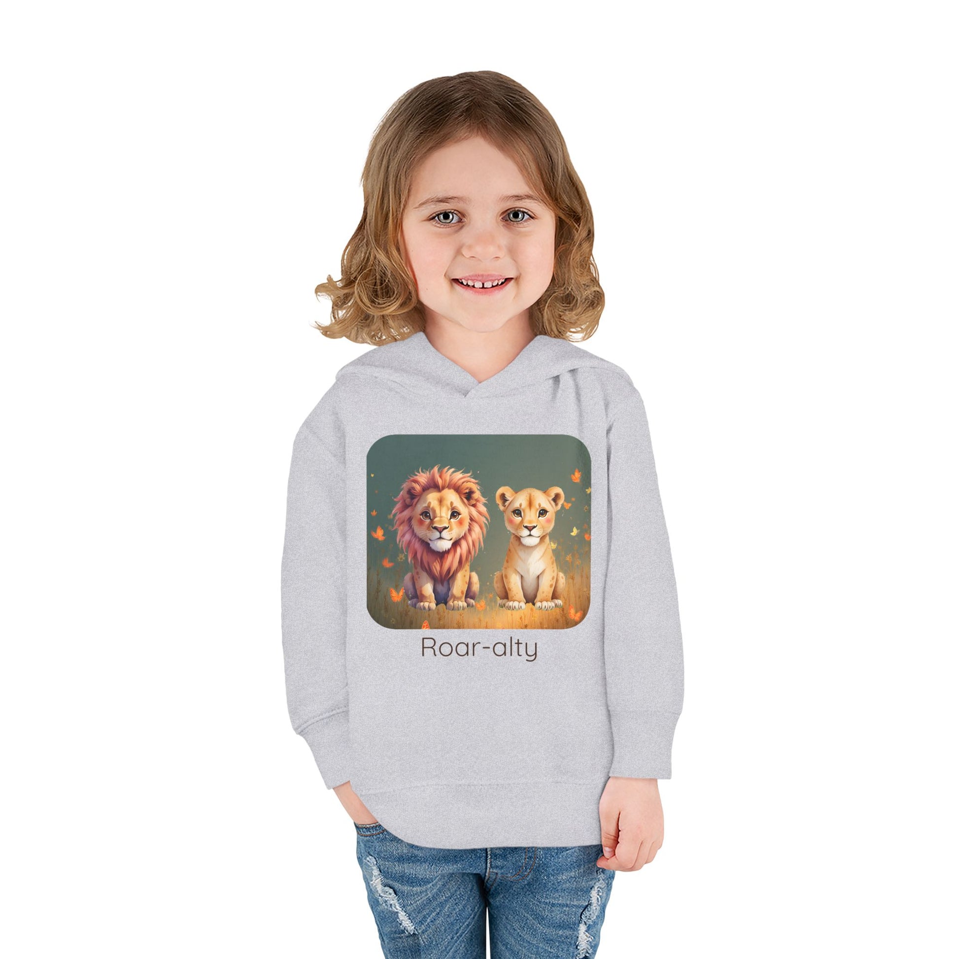 Lion print toddler hoodie sweatshirt in Vintage Smoke, gender-neutral kids clothing