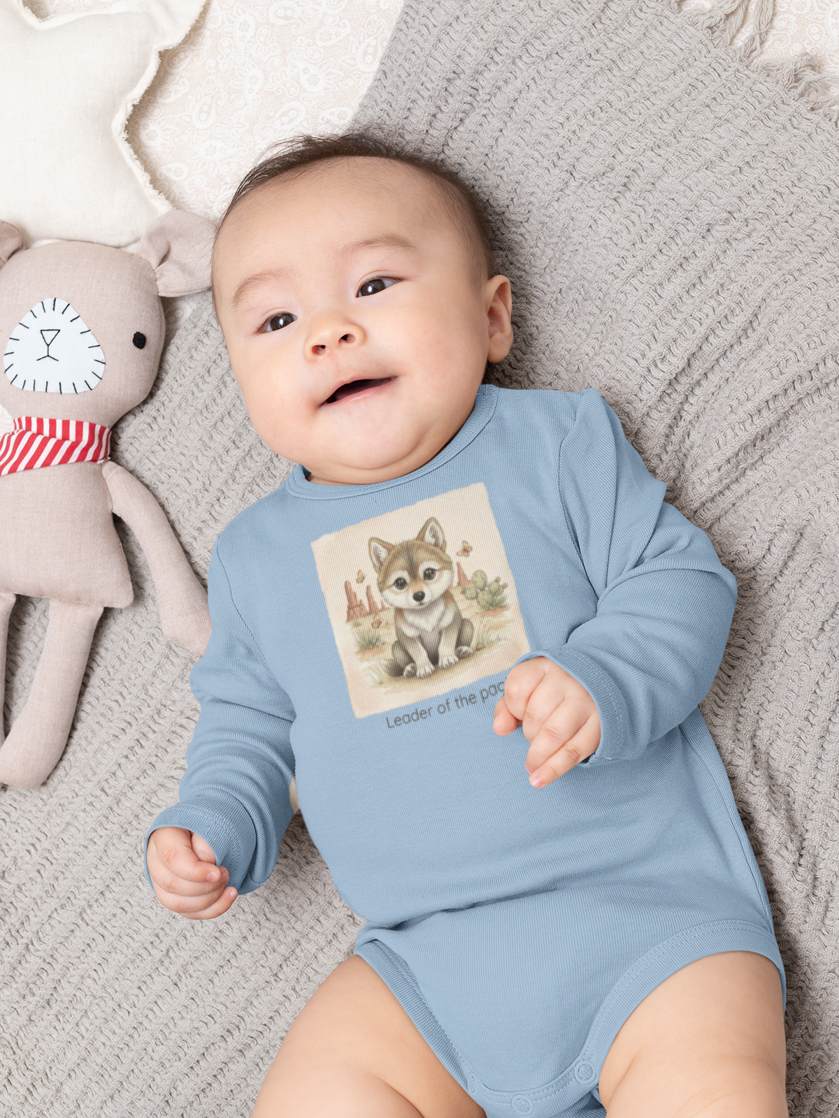 Wolf Infant Long Sleeve Onesie — Cute Gender Neutral Bodysuit