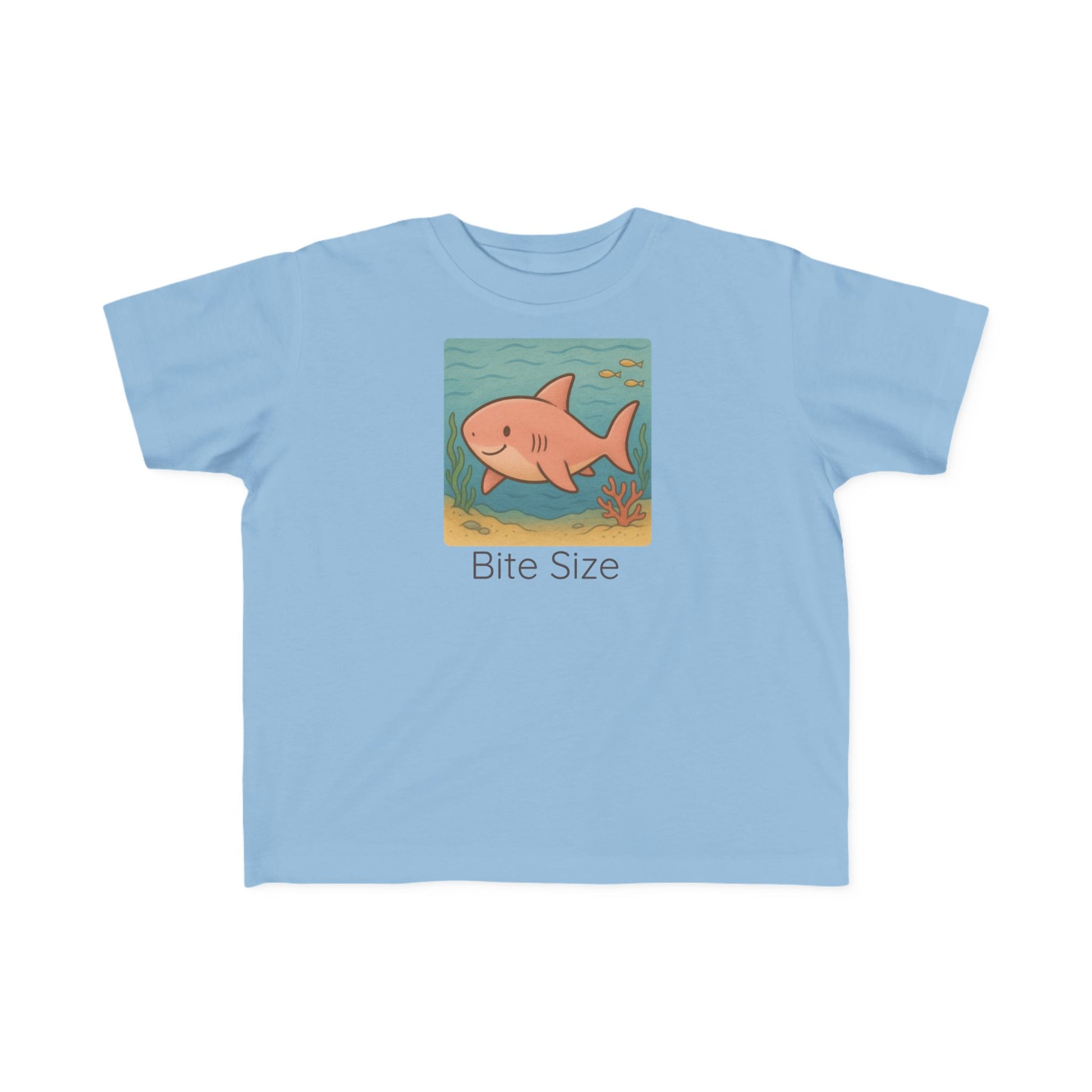 Shark print toddler t-shirt in Saltwater, gender-neutral kids clothing