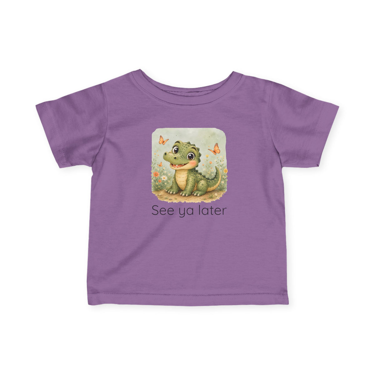 Alligator print infant t-shirt in Butter, gender-neutral kids clothing