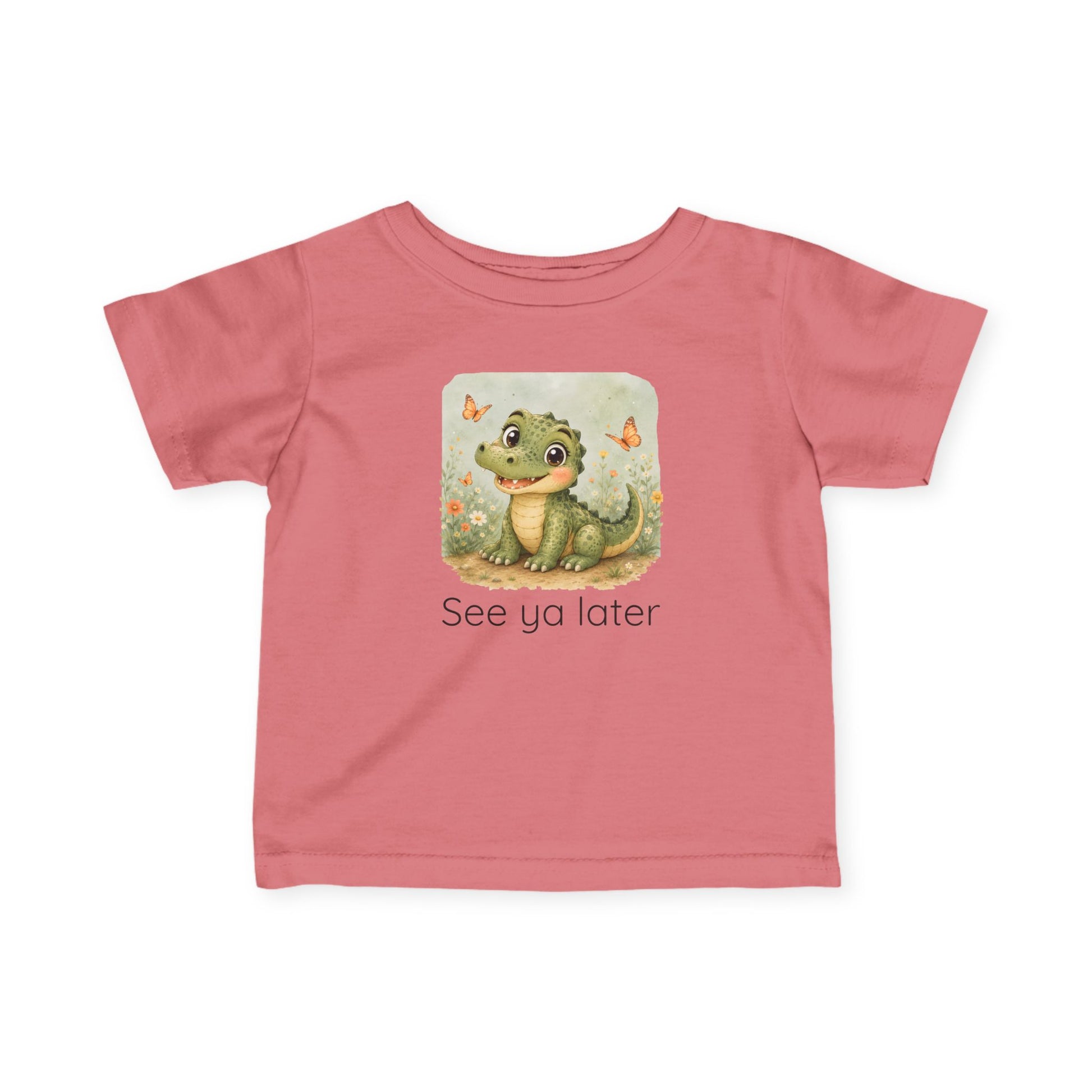 Alligator print infant t-shirt in Mauvelous, gender-neutral kids clothing