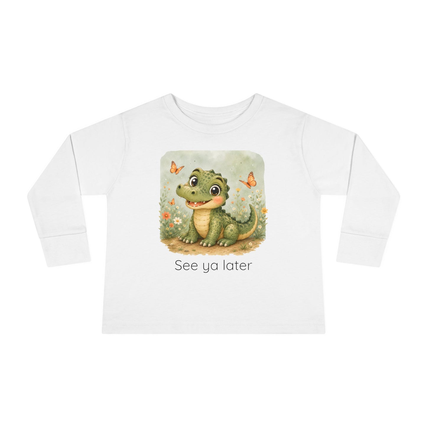 Alligator print toddler long sleeve shirt in Light Blue, gender-neutral kids clothing