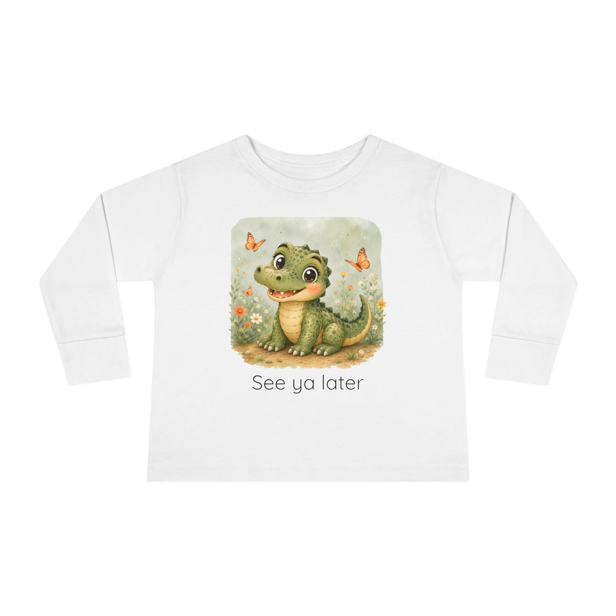 Alligator print toddler long sleeve shirt in Light Blue, gender-neutral kids clothing