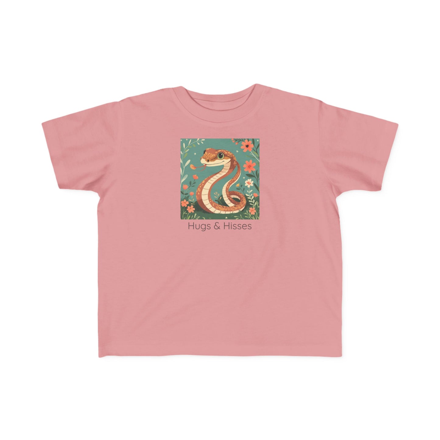 Snake print with floral accents toddler t-shirt in Vintage Smoke, gender-neutral kids clothing