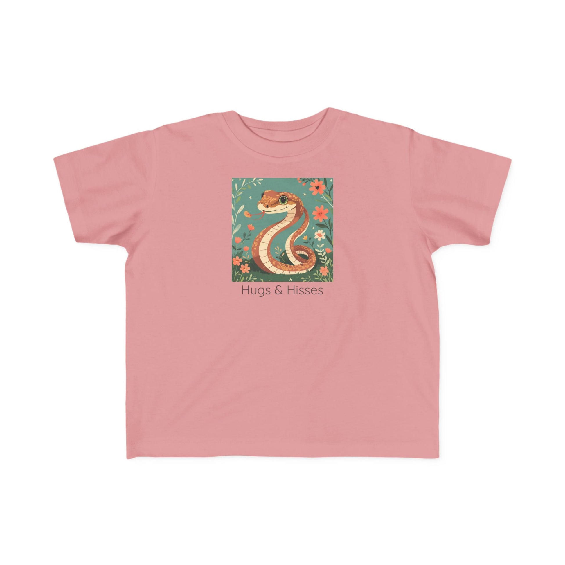 Snake print with floral accents toddler t-shirt in Vintage Smoke, gender-neutral kids clothing