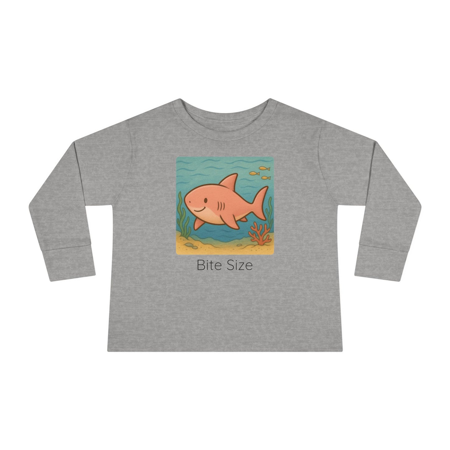 Shark print toddler long sleeve shirt in Light Blue, gender-neutral kids clothing