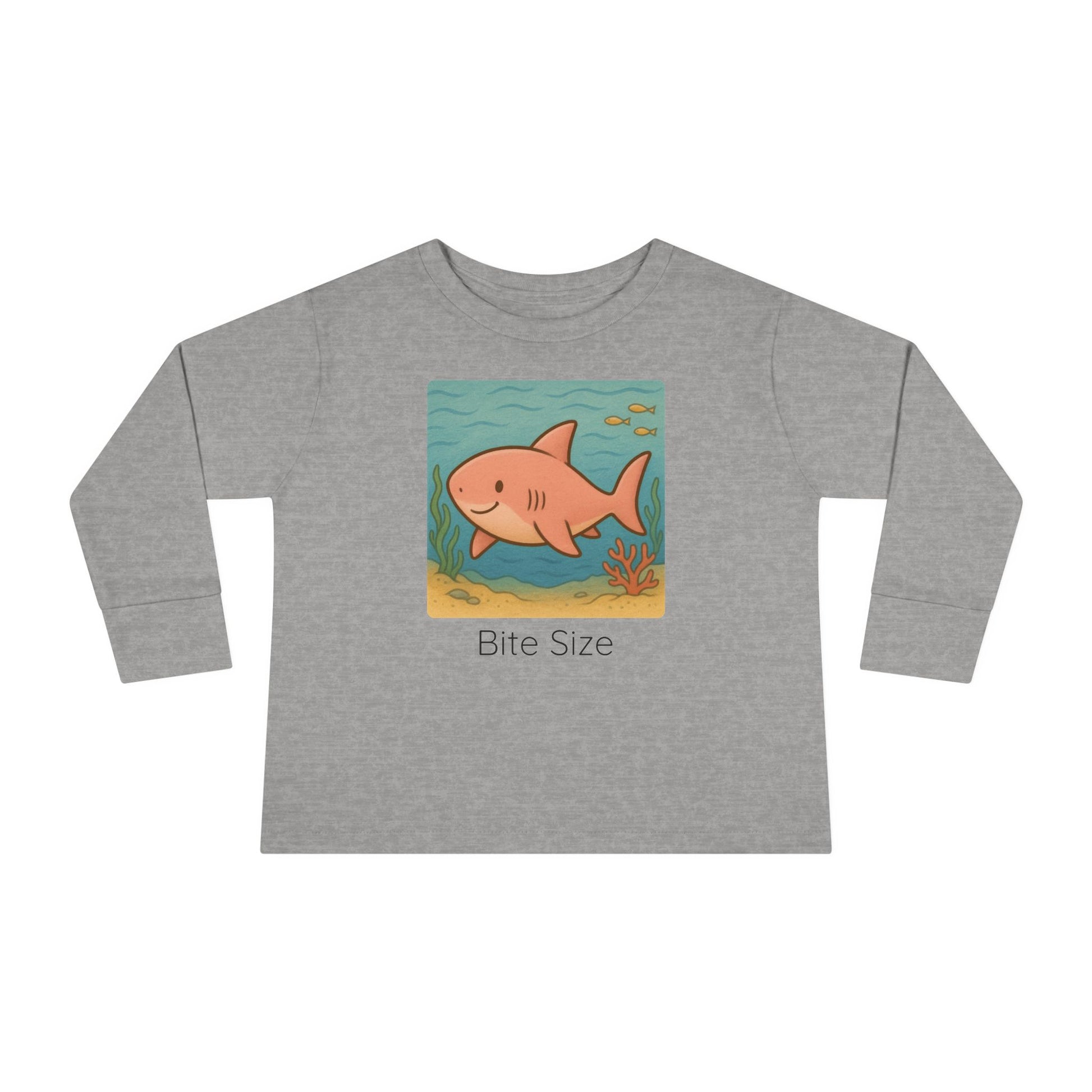 Shark print toddler long sleeve shirt in Light Blue, gender-neutral kids clothing