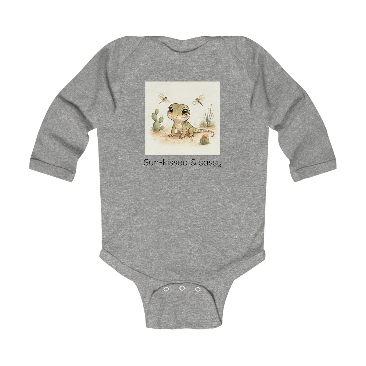 Whiptail Lizard Infant Long Sleeve Onesie — Cute Gender Neutral Bodysuit