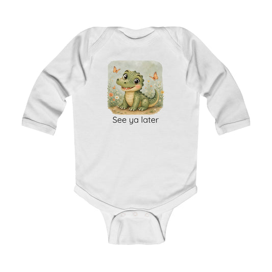 Alligator Infant Long Sleeve Onesie — Cute Gender Neutral Bodysuit