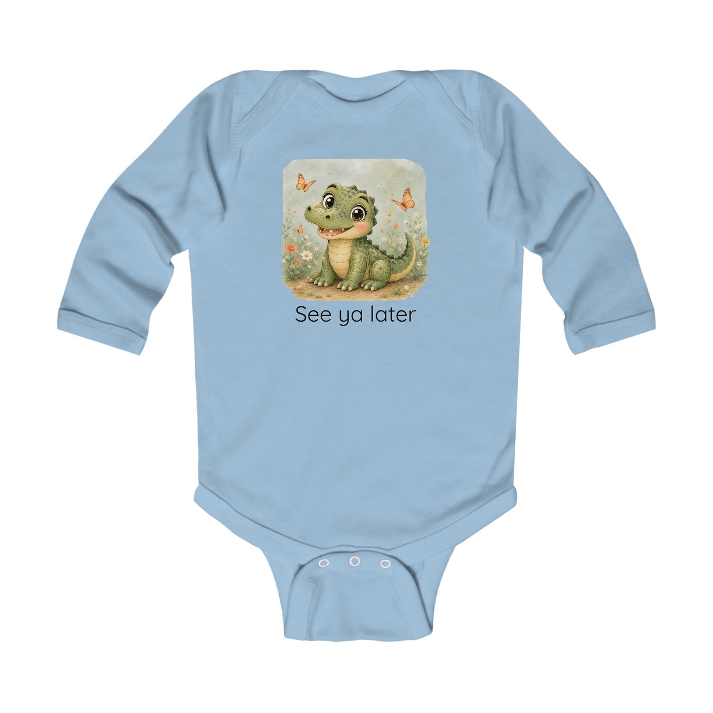 Alligator Infant Long Sleeve Onesie — Cute Gender Neutral Bodysuit