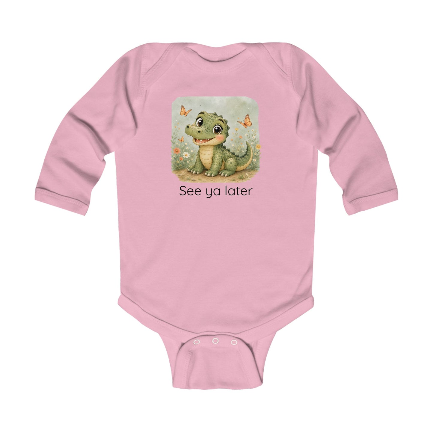 Alligator Infant Long Sleeve Onesie — Cute Gender Neutral Bodysuit