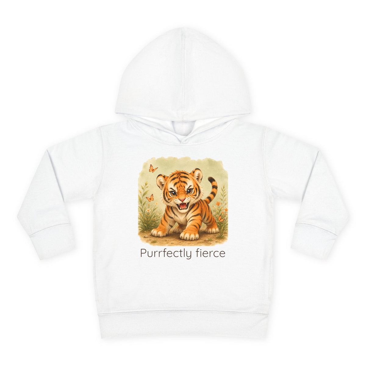 Tiger print toddler hoodie sweatshirt in Heather, gender-neutral kids clothing