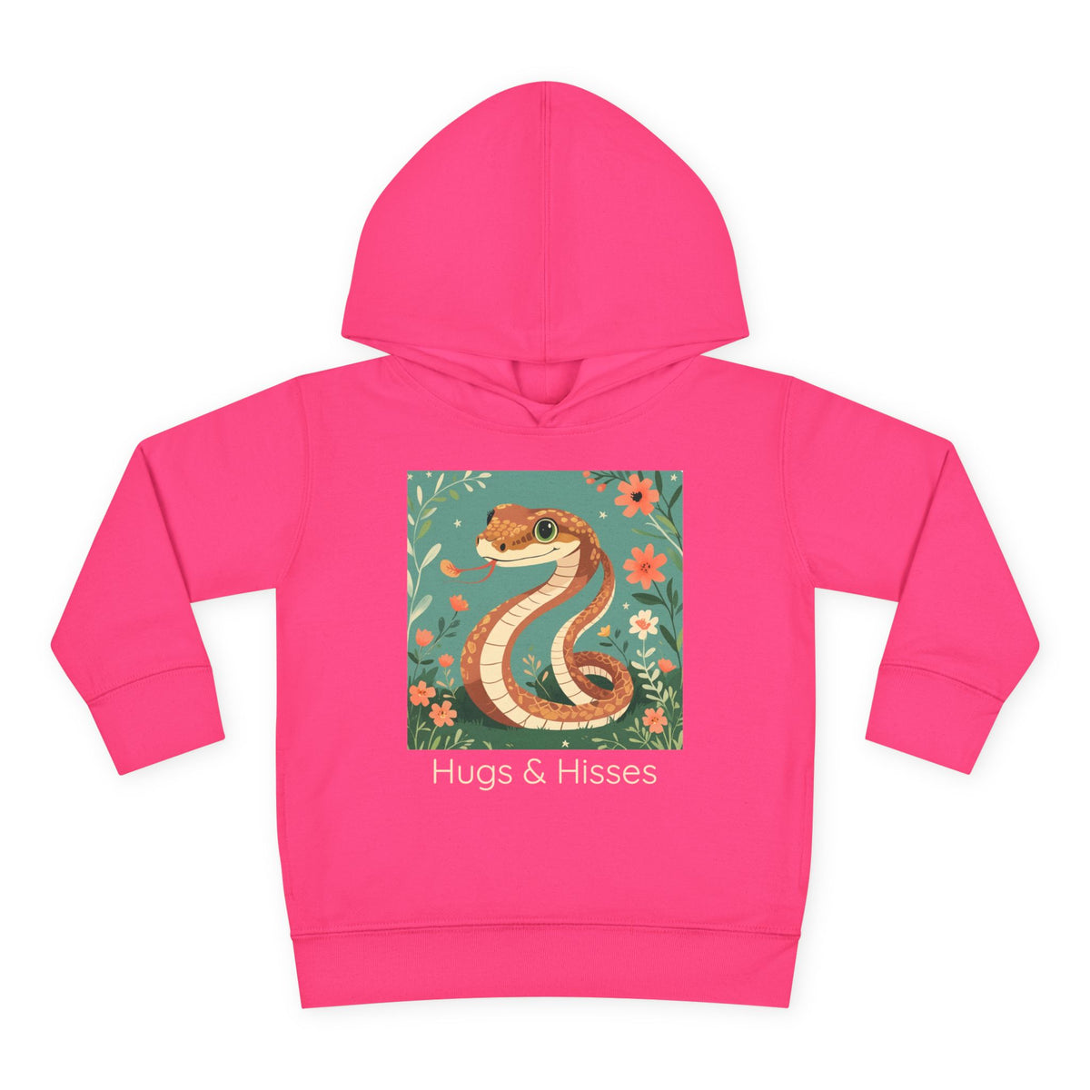 Snake print with floral accents toddler hoodie sweatshirt in White, gender-neutral kids clothing