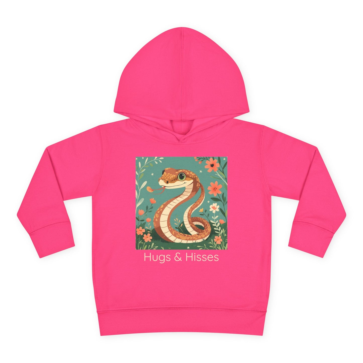 Snake print with floral accents toddler hoodie sweatshirt in White, gender-neutral kids clothing