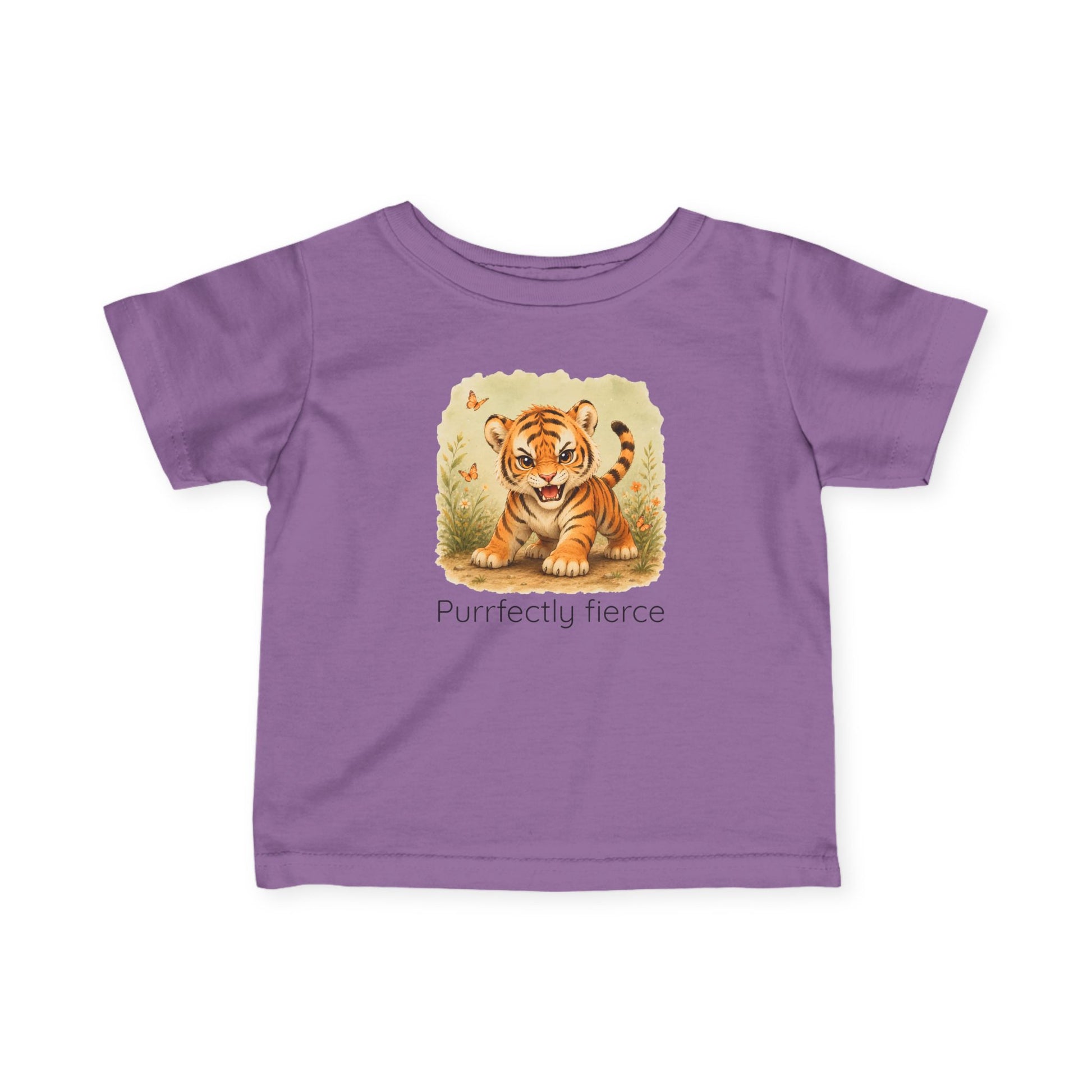 Tiger print infant t-shirt in Butter, gender-neutral kids clothing