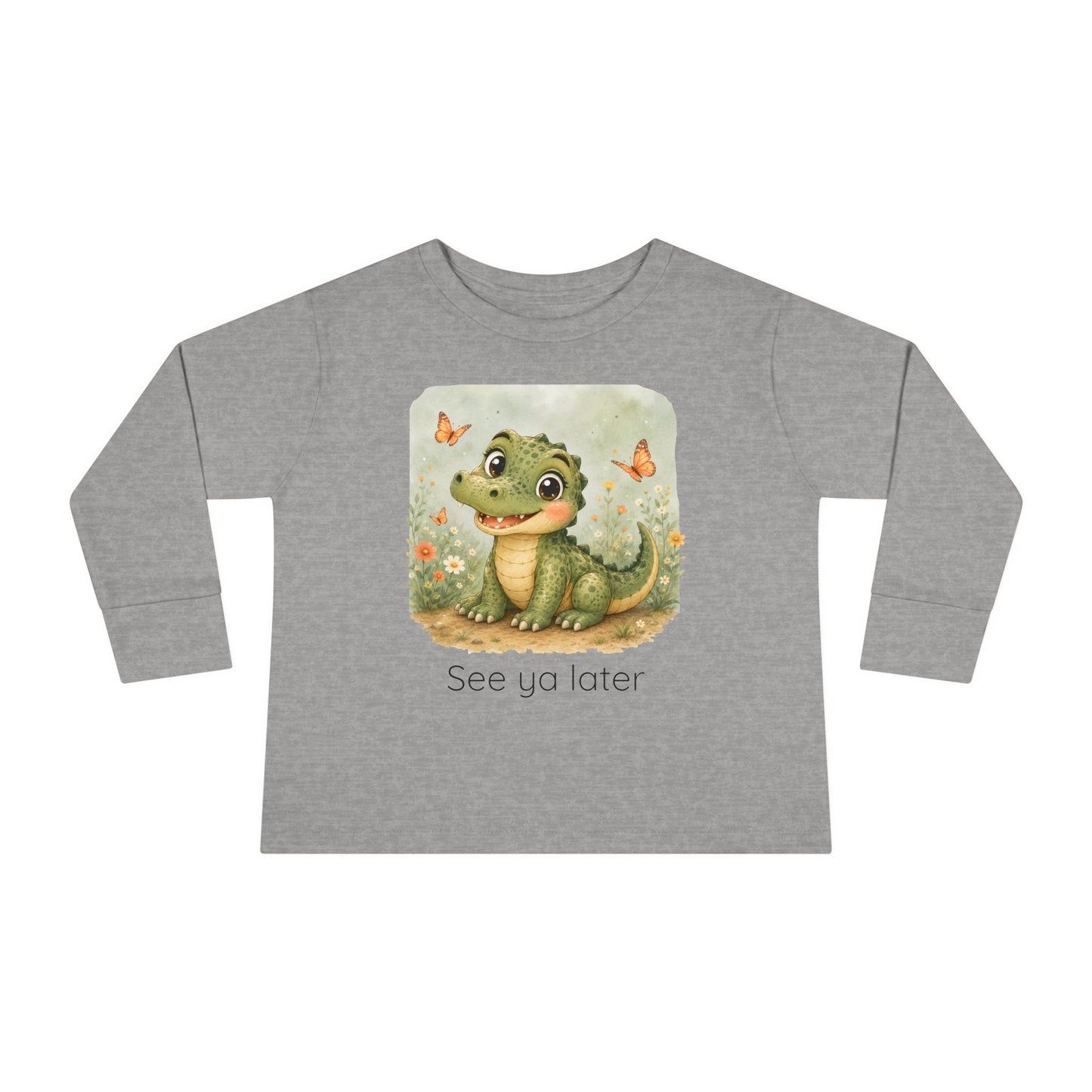 Alligator print toddler long sleeve shirt in Pink, gender-neutral kids clothing