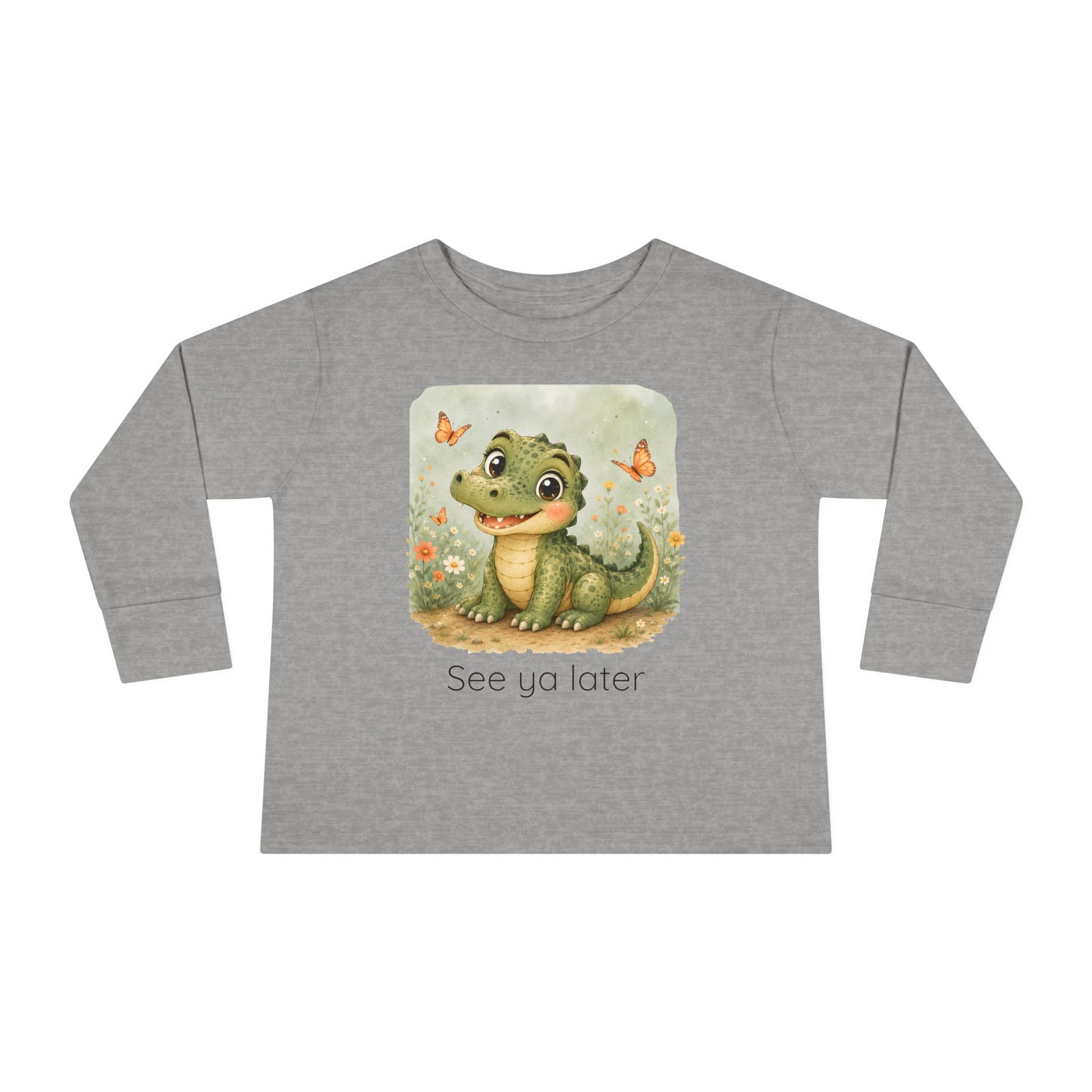 Alligator print toddler long sleeve shirt in Pink, gender-neutral kids clothing
