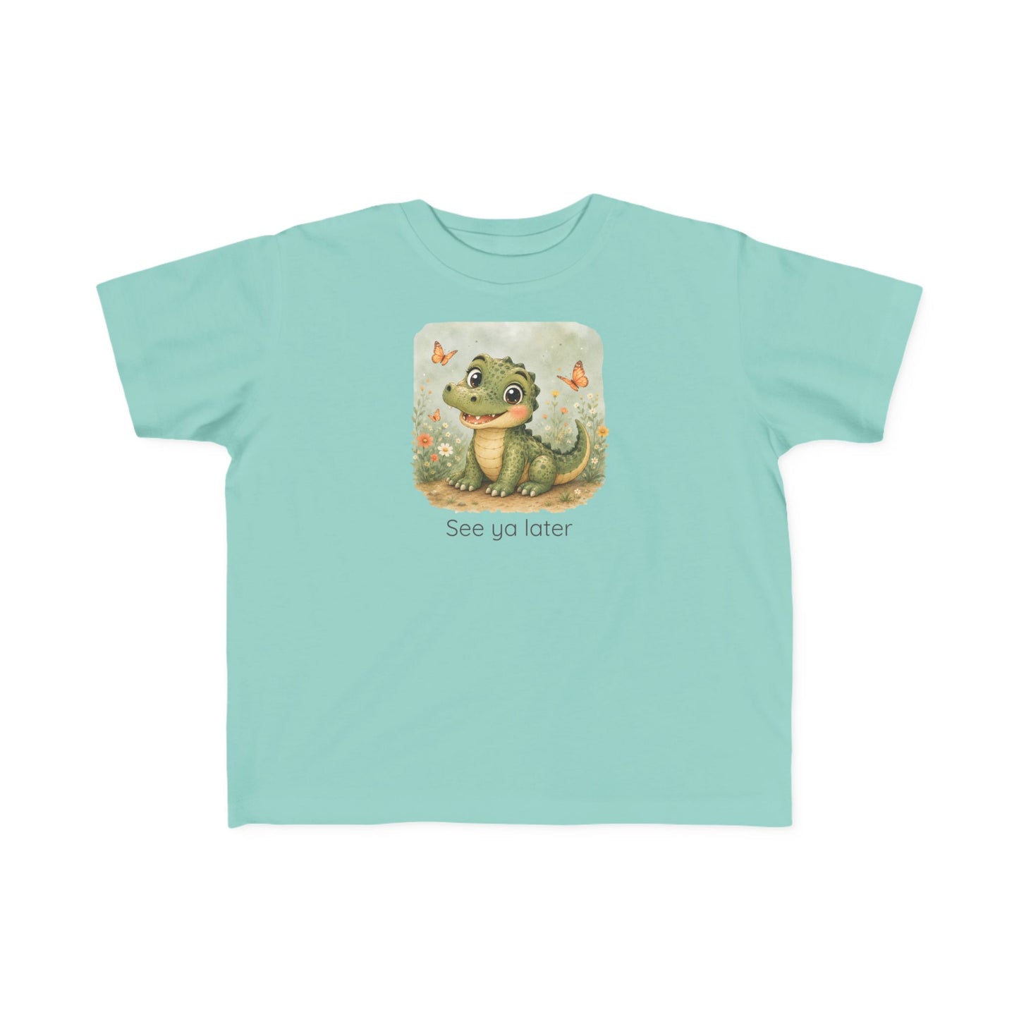 Alligator print toddler t-shirt in Light Blue, gender-neutral kids clothing