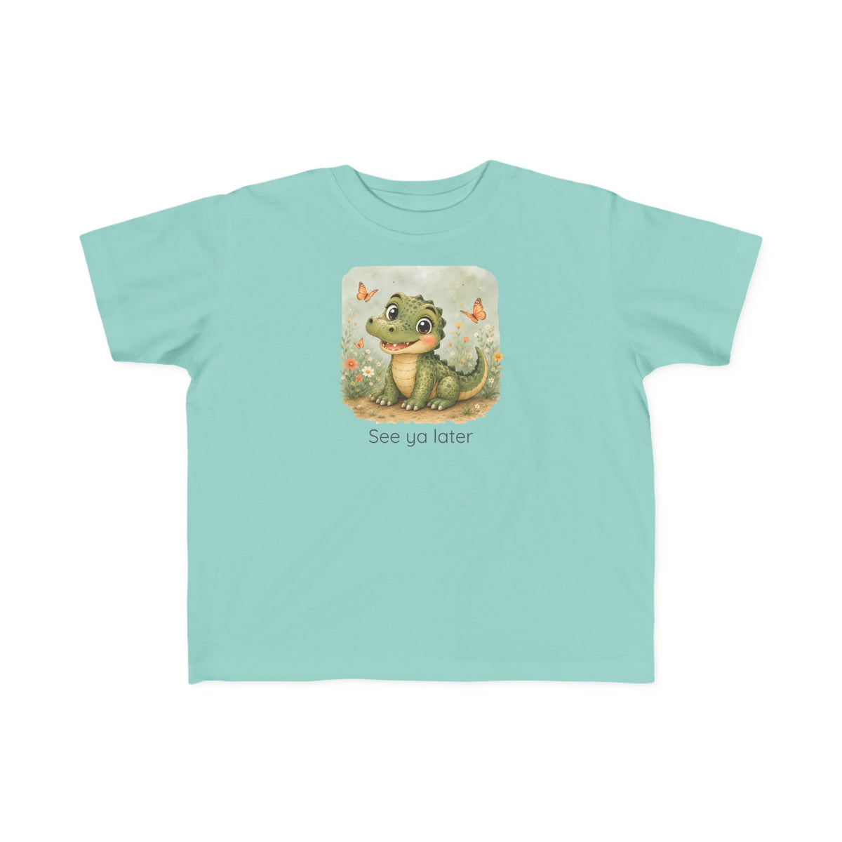 Alligator print toddler t-shirt in Light Blue, gender-neutral kids clothing