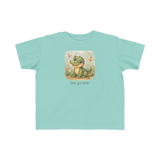Alligator print toddler t-shirt in Light Blue, gender-neutral kids clothing