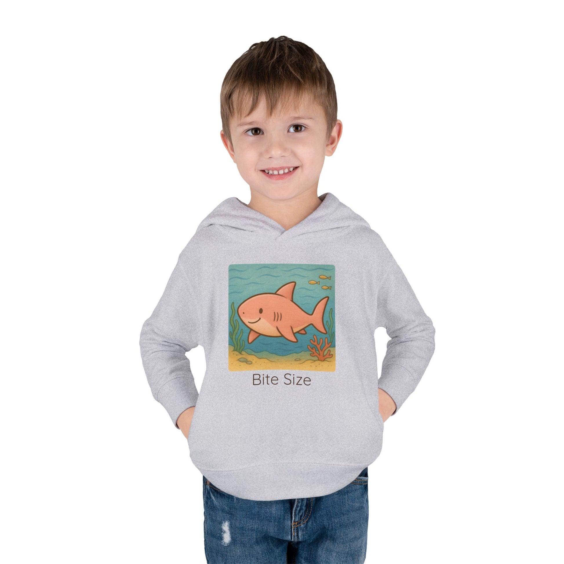 Shark print toddler hoodie sweatshirt in Vintage Royal, gender-neutral kids clothing