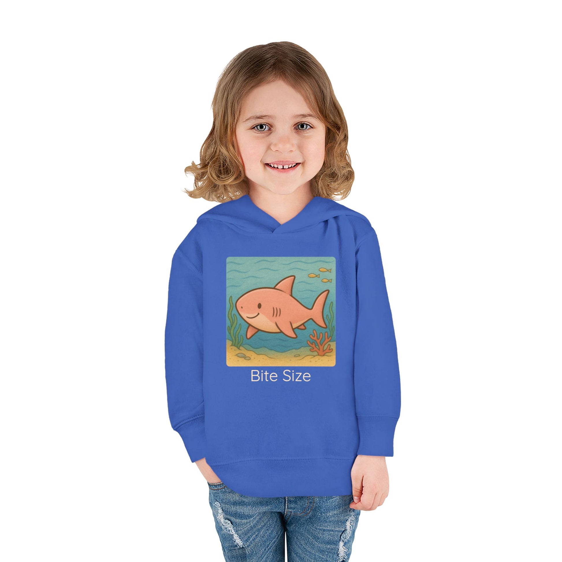 Shark print toddler hoodie sweatshirt in Pink, gender-neutral kids clothing