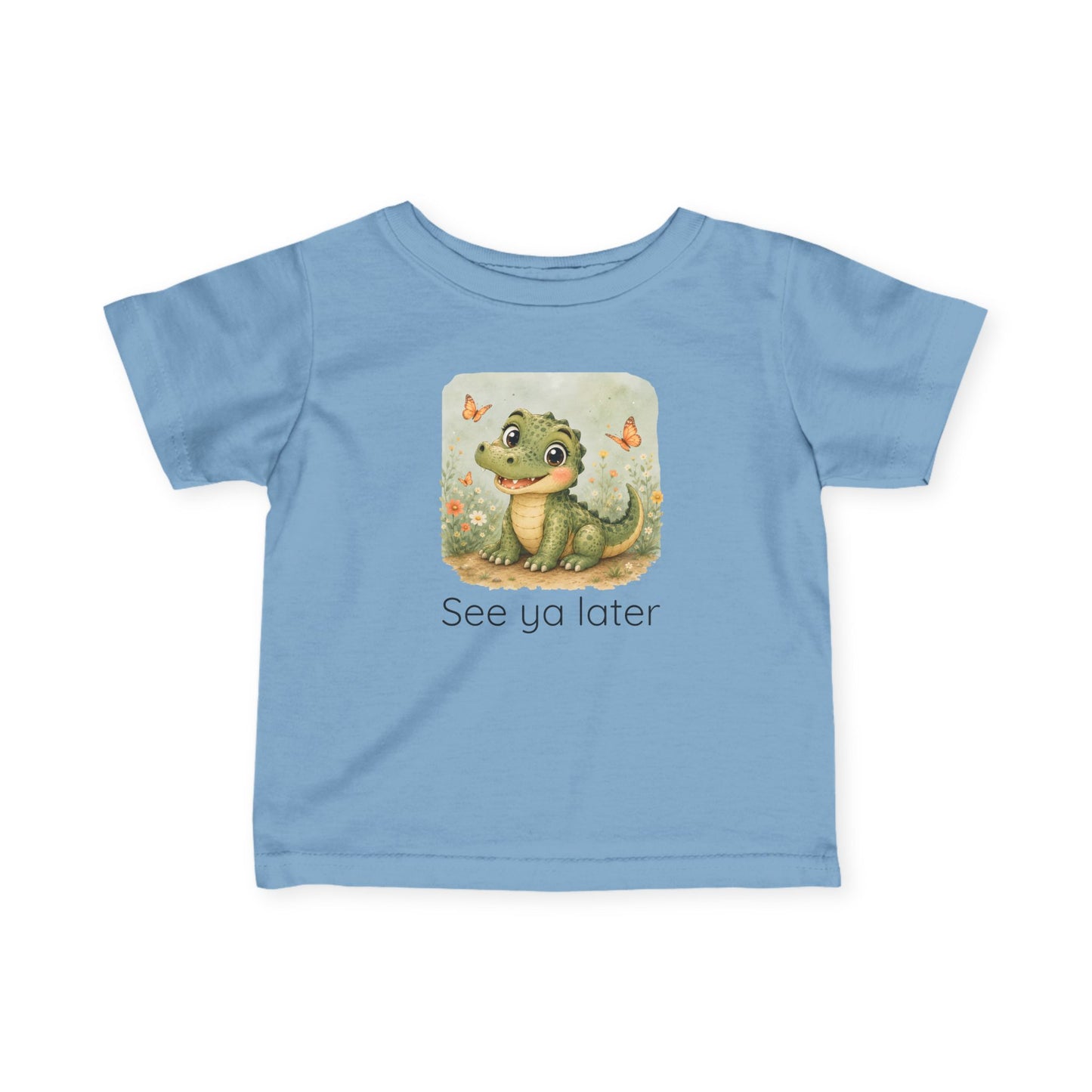 Alligator print infant t-shirt in Heather, gender-neutral kids clothing