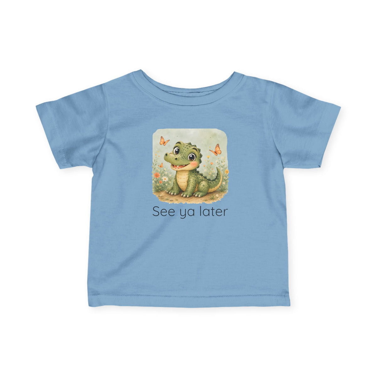 Alligator print infant t-shirt in Heather, gender-neutral kids clothing