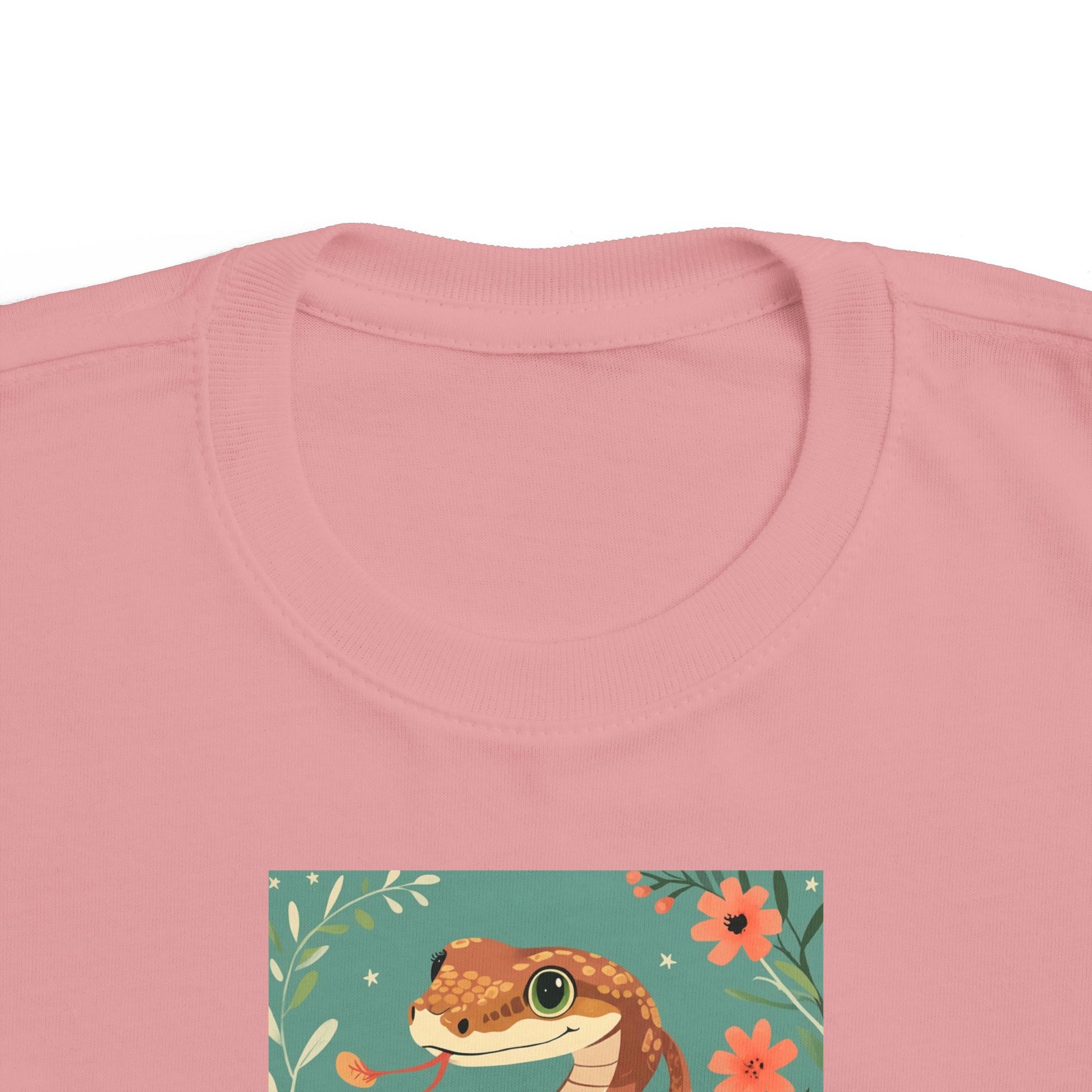 Snake print with floral accents toddler t-shirt in Vintage Coyote Brown, gender-neutral kids clothing