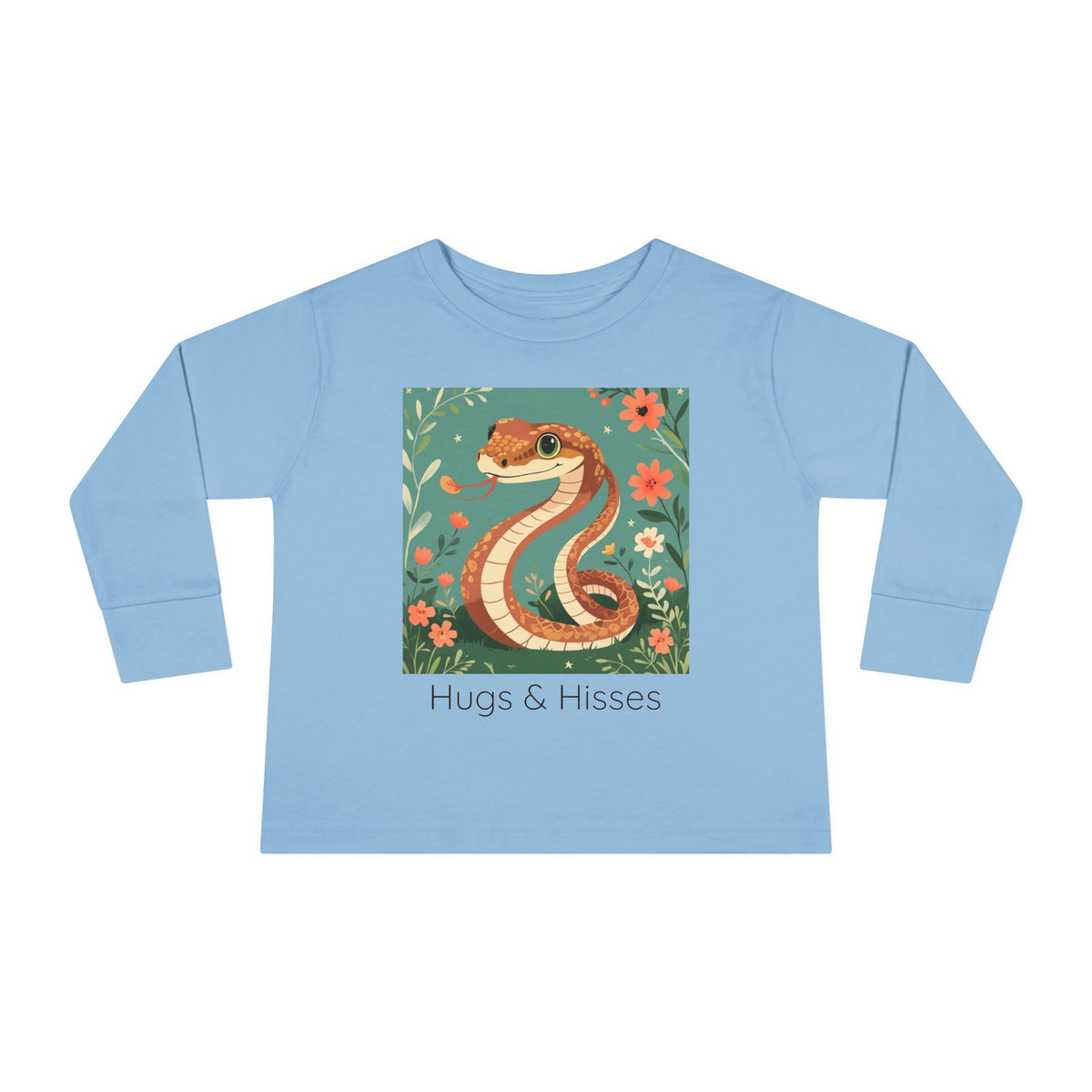 Snake print with floral accents toddler long sleeve shirt in Pink, gender-neutral kids clothing