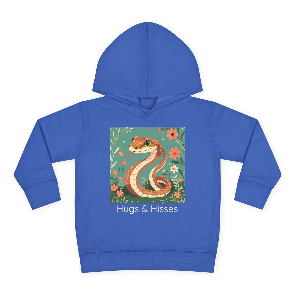 Snake print with floral accents toddler hoodie sweatshirt in Turquoise, gender-neutral kids clothing